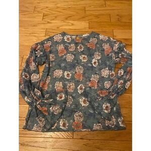 Melrose & Market, Women's sheer floral multicolor long sleeve blouse size small